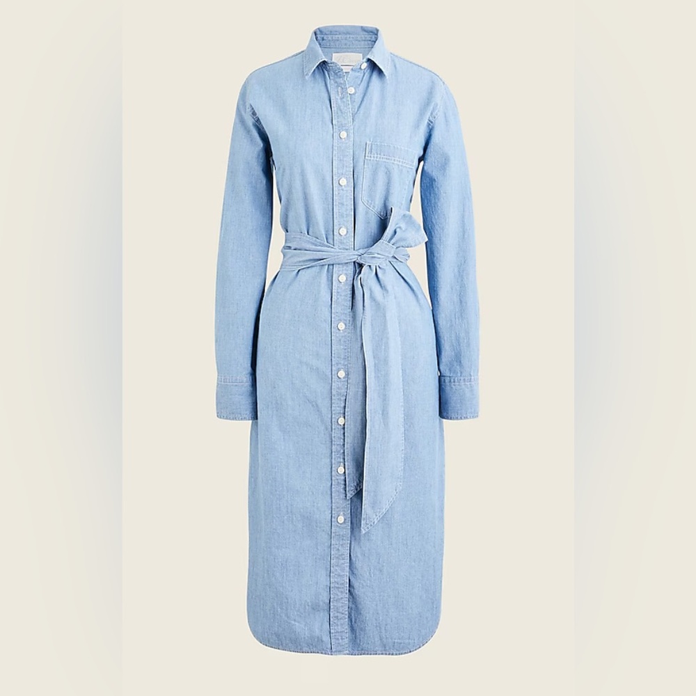 J. Crew Classic-Fit Chambray Shirtdress in Light Blue Denim Wash Plus Size 16